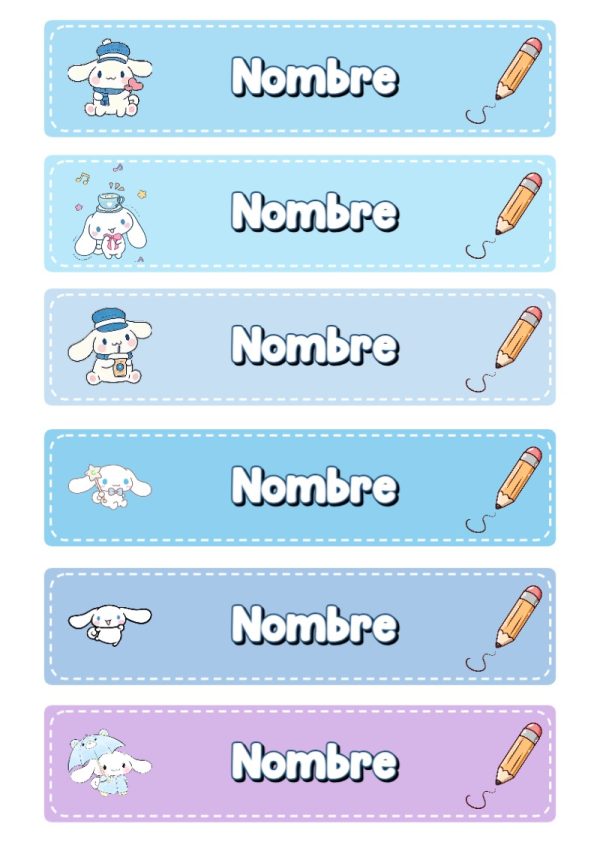 Etiquetas personalizadas de CINNAMOROLL para imprimir en A4 - diseño exclusivo y original