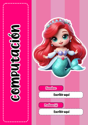 Portada de Computacion con princesas de disney para cuaderno para primaria - para el regreso a clases