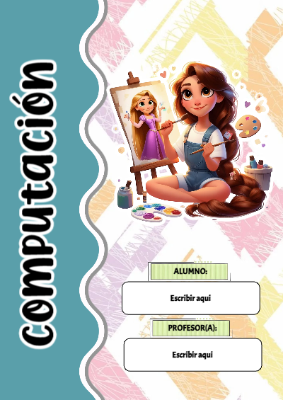 Portada de Computación de Princesas de Computación Editable para Imprimir Gratis