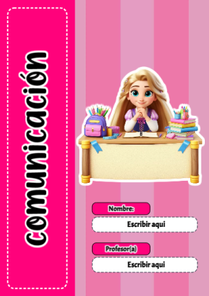 Portada de Comunicación con princesas de disney para cuaderno fácil de imprimir - estilo único para estudiantes