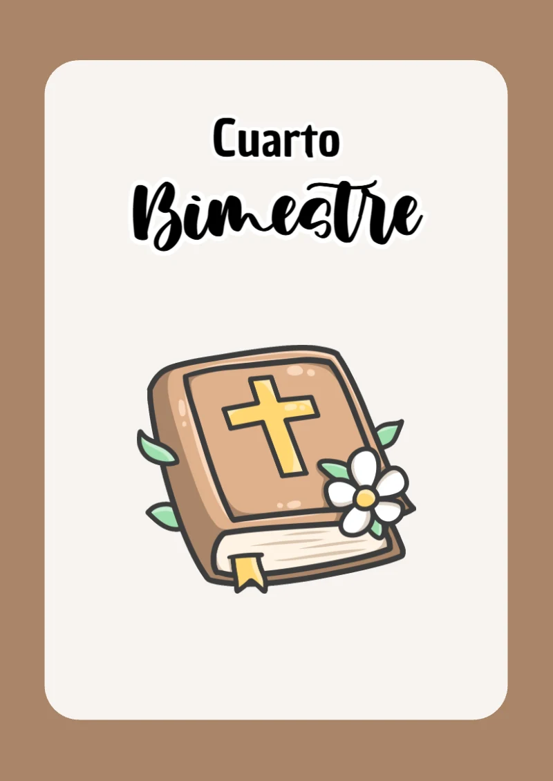 Portada de Cuarto Bimestre Biblia para cuaderno para niños de primaria - estilo único para estudiantes