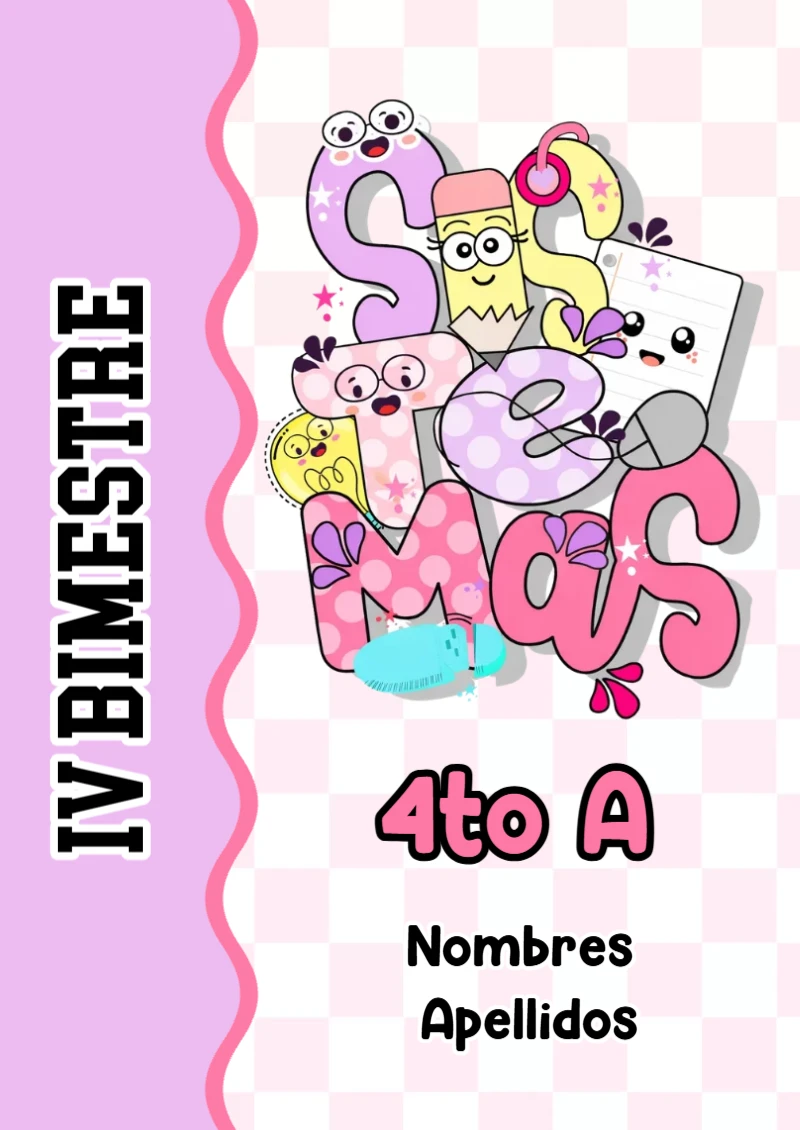 Portada de Cuarto Bimestre para cuaderno para clases - formato digital listo para usar