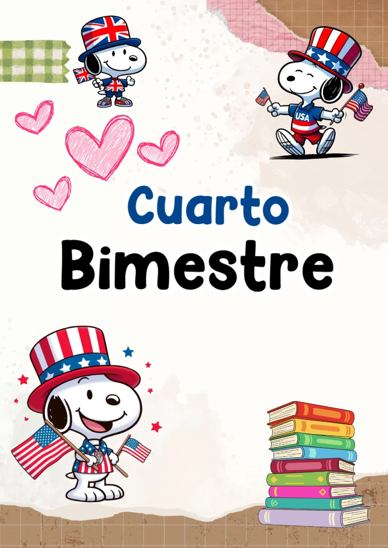 Portada de Cuarto Bimestre para cuaderno llamativa y bonita - para personalizar tus materias