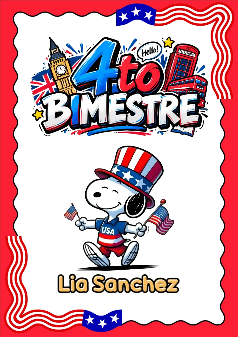 Portada de Cuarto Bimestre Snoopy para cuaderno para estudiantes - con colores vivos y llamativos