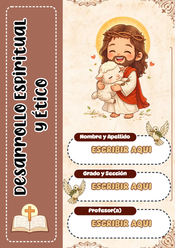 Portada de Desarrollo Espiritual y Ético para cuaderno llamativa y bonita - para personalizar tus materias