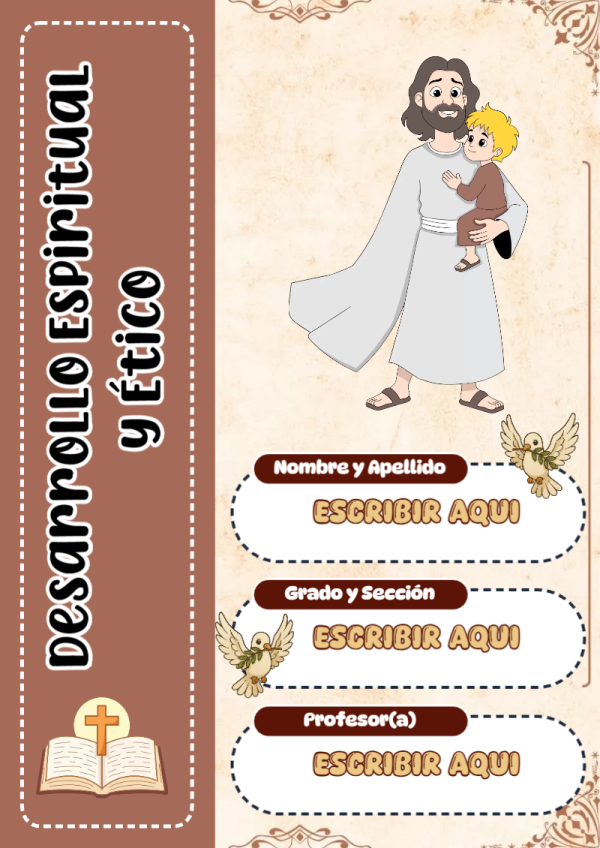 Portada de Desarrollo Espiritual y Ético para cuaderno para clases - para todas las edades y grados