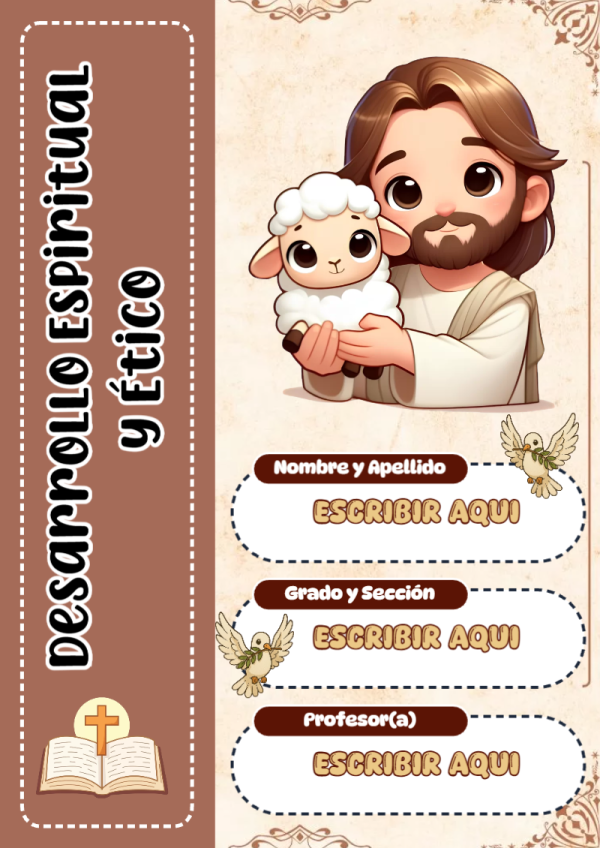 Portada de Desarrollo Espiritual y Ético para cuaderno fácil de imprimir - creación especial de Mini Canva