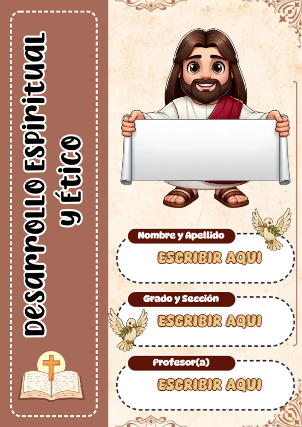 Portada de Desarrollo Espiritual y Ético para cuaderno decorativa y bonita - formato digital listo para usar