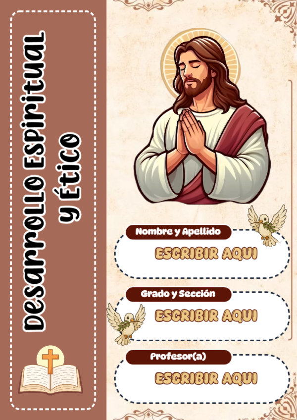 Portada de Desarrollo Espiritual y Ético para cuaderno lista para imprimir en A4 - formato digital listo para usar