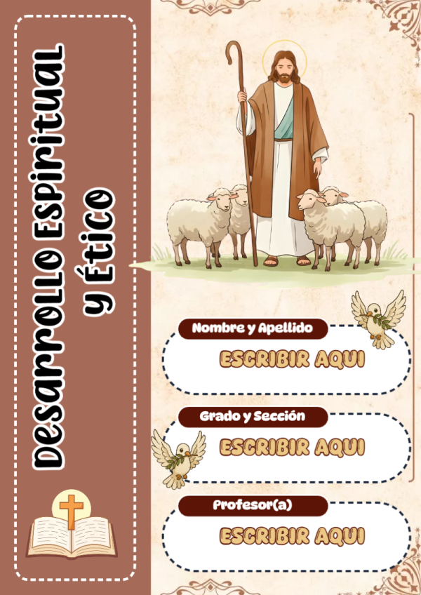 Portada de Desarrollo Espiritual y Ético para cuaderno ideal para niños - creación especial de Mini Canva
