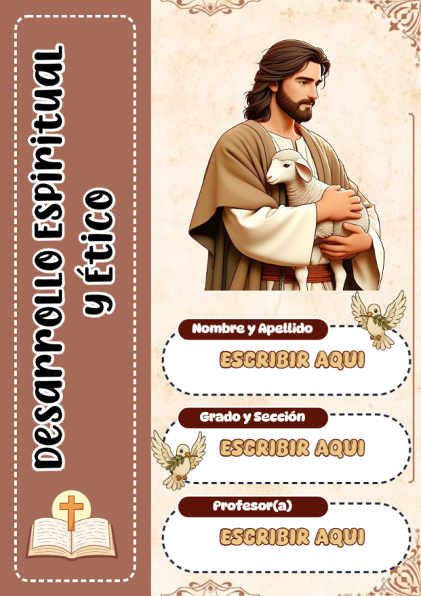 Portada de Desarrollo Espiritual y Ético para cuaderno para primaria - para el regreso a clases