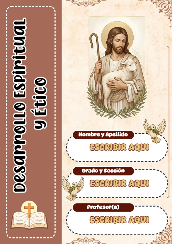 Portada de Desarrollo Espiritual y Ético para cuaderno para niños de primaria - ideal para el nuevo año escolar