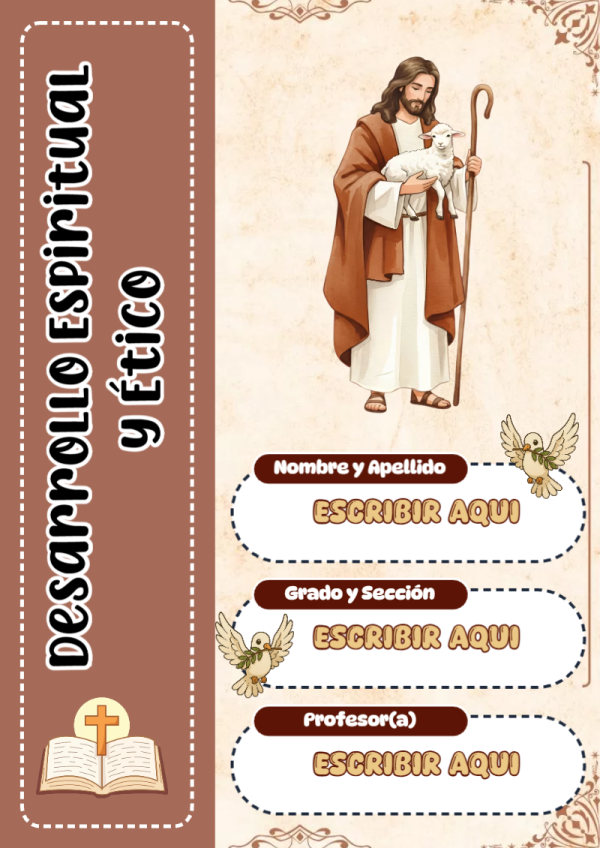 Portada de Desarrollo Espiritual y Ético para cuaderno para niños de primaria - para el regreso a clases