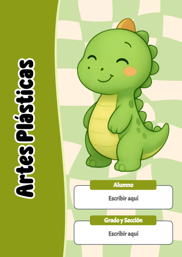 Portada de Dinosaurio de Artes Plásticas para cuaderno para clases - creación especial de Mini Canva