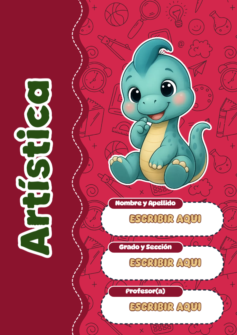 Portada de Dinosaurio de Artística para cuaderno para estudiantes - para todas las edades y grados