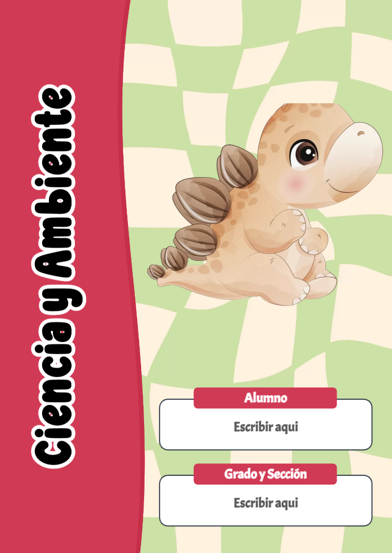 Portada de Dinosaurio de Ciencia y Ambiente para cuaderno llamativa y bonita - diseño exclusivo y original