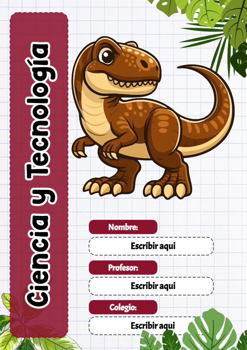 Portada de Dinosaurio de Ciencia y Tecnología Editable para Imprimir Gratis