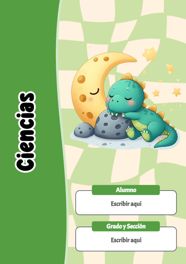 Portada de Dinosaurio de Ciencias para cuaderno ideal para niños - diseño escolar moderno