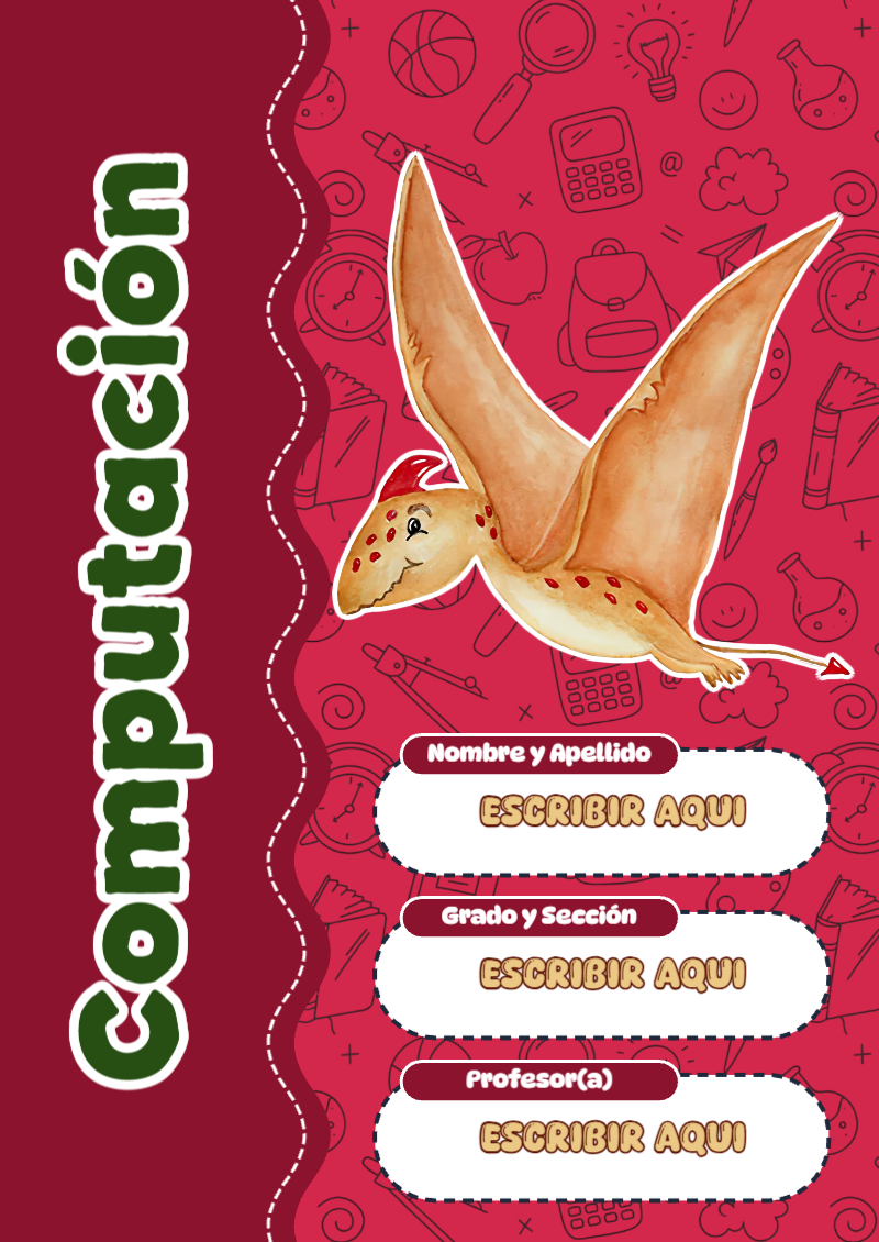 Portada de Dinosaurio de Computación Editable para Imprimir Gratis