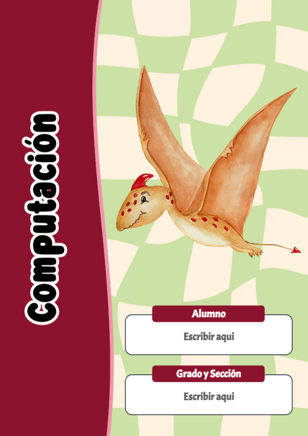 Portada de Dinosaurio de Computación para cuaderno fácil de imprimir - para todas las edades y grados