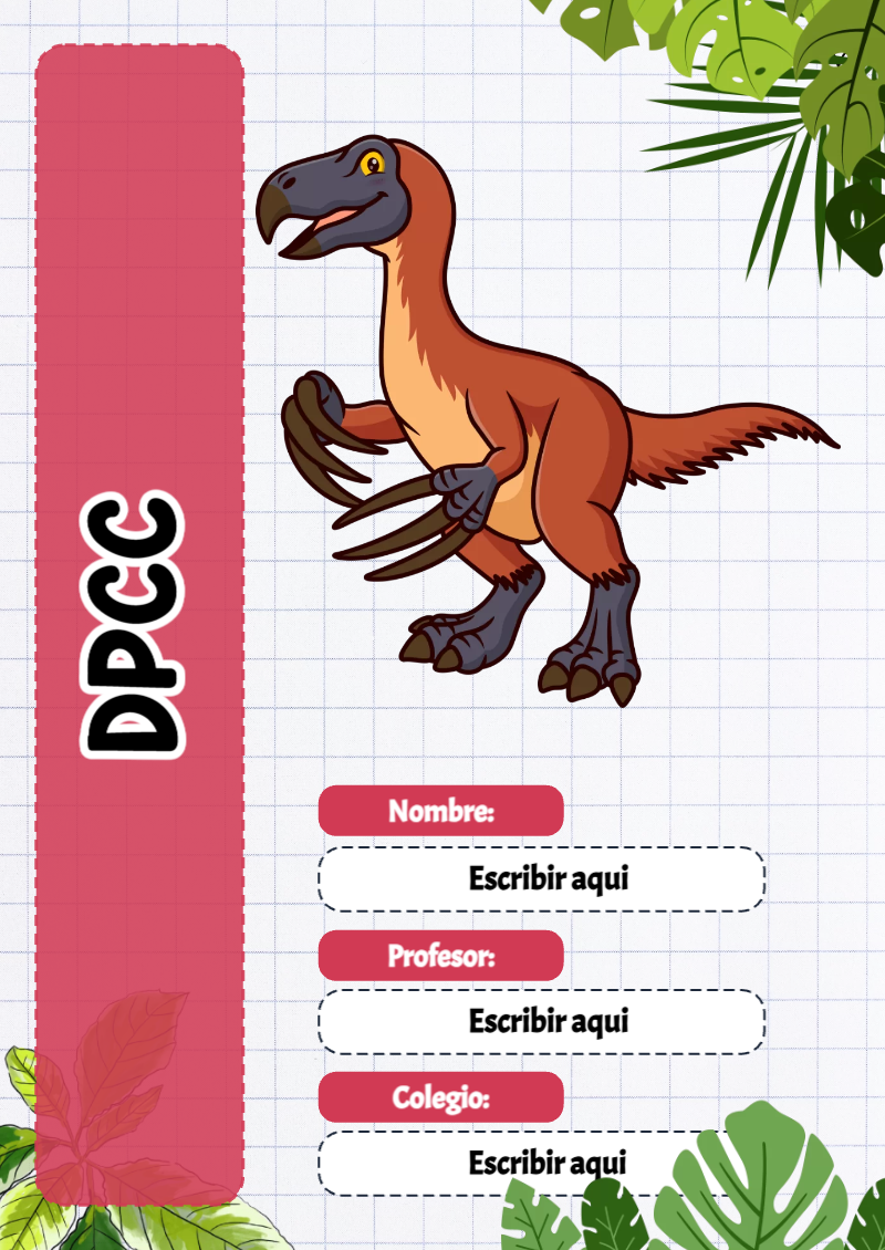 Portada de Dinosaurio de DPCC para cuaderno con estilo infantil - con colores vivos y llamativos