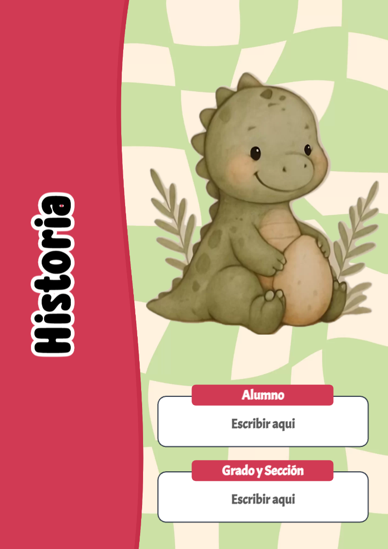 Portada de Dinosaurio de Historia para cuaderno con estilo creativo - estilo único para estudiantes