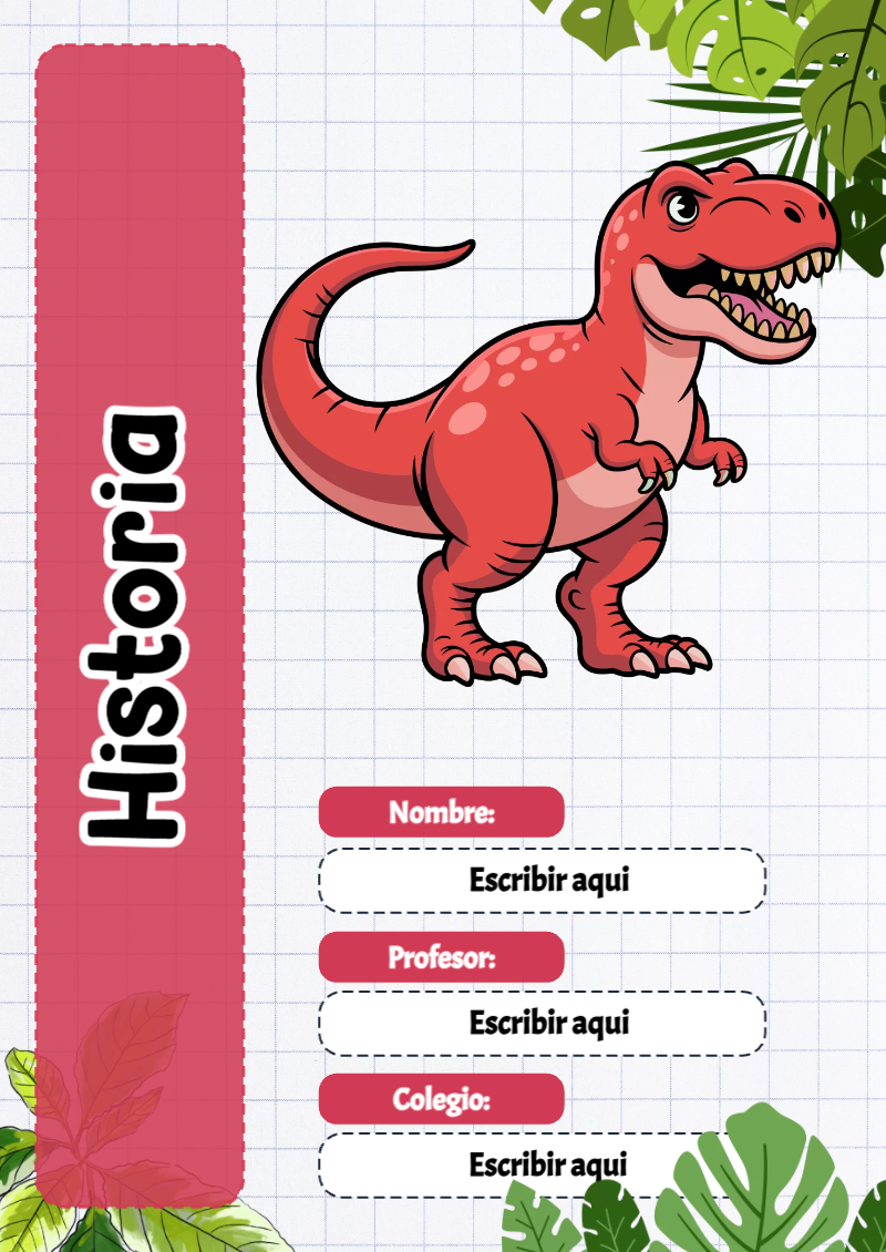 Portada de Dinosaurio de Historia Editable para Imprimir Gratis