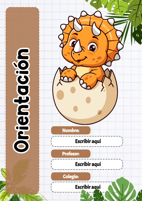 Portada de Dinosaurio de Orientación para cuaderno con estilo creativo - disponible para descarga gratuita