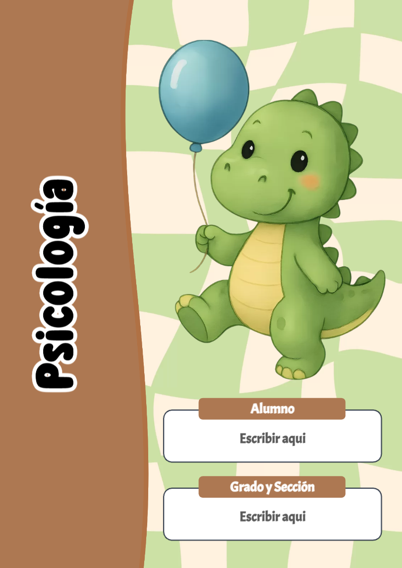 Portada de Dinosaurio de Psicología Editable para Imprimir Gratis