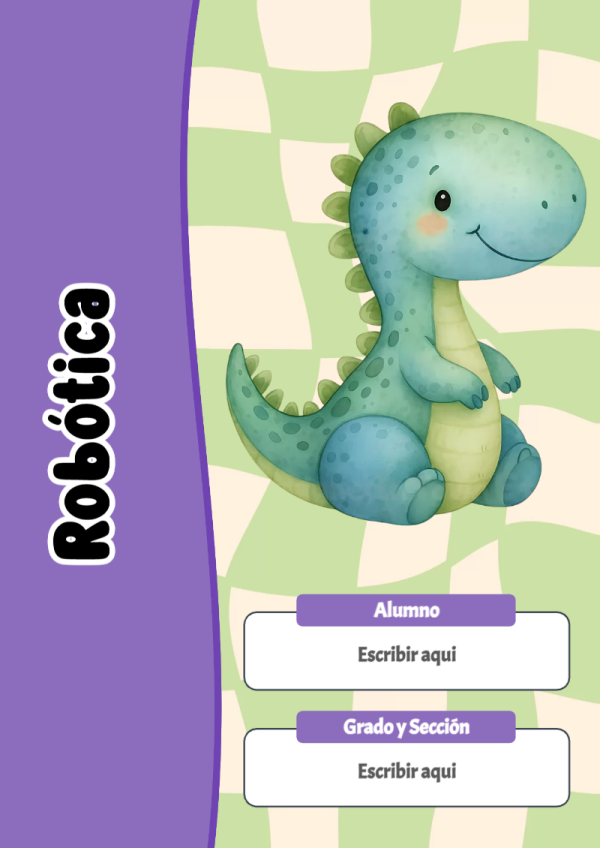 Portada de Dinosaurio de Robótica para cuaderno escolar creativa - estilo único para estudiantes