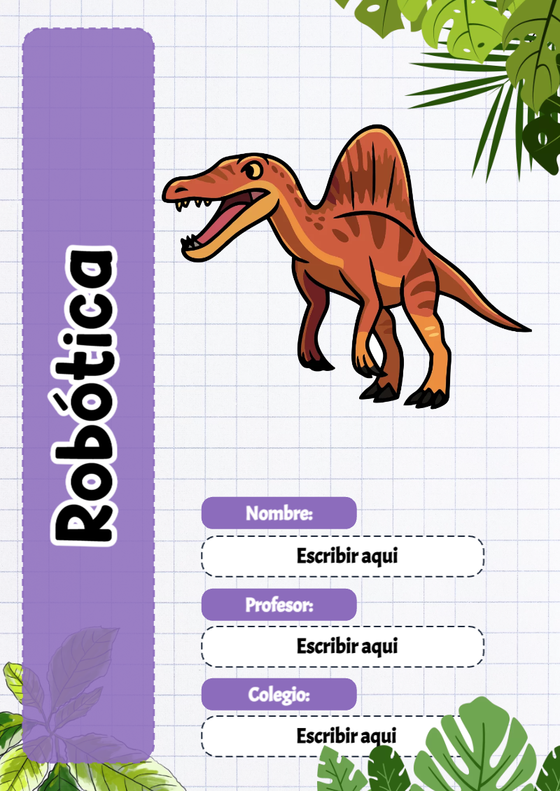 Portada de Dinosaurio de Robótica Editable para Imprimir Gratis