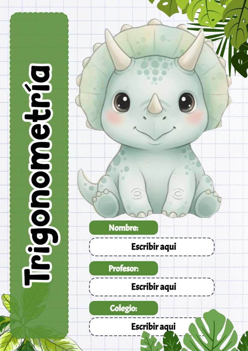 Portada de Dinosaurio de Trigonometría Editable para Imprimir Gratis