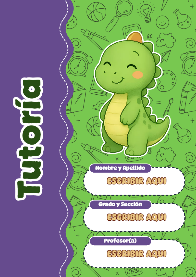 Portada de Dinosaurio de Tutoría Editable para Imprimir Gratis