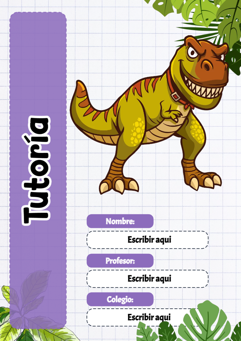 Portada de Dinosaurio de Tutoría Editable para Imprimir Gratis