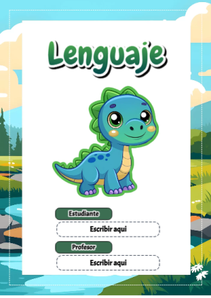 Portada de Dinosaurio - Lenguaje para cuaderno en formato A4 - para el regreso a clases
