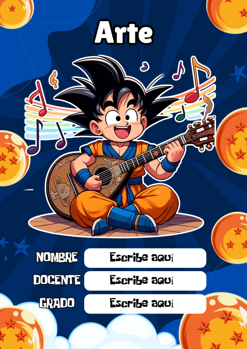 Portada de Dragon Ball de Arte para cuaderno con diseño escolar - diseño escolar moderno