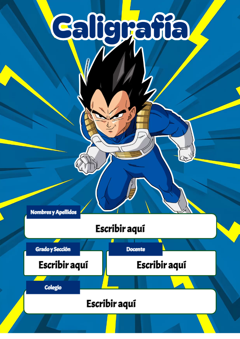 Portada de Dragon Ball de Caligrafía Editable para Imprimir Gratis