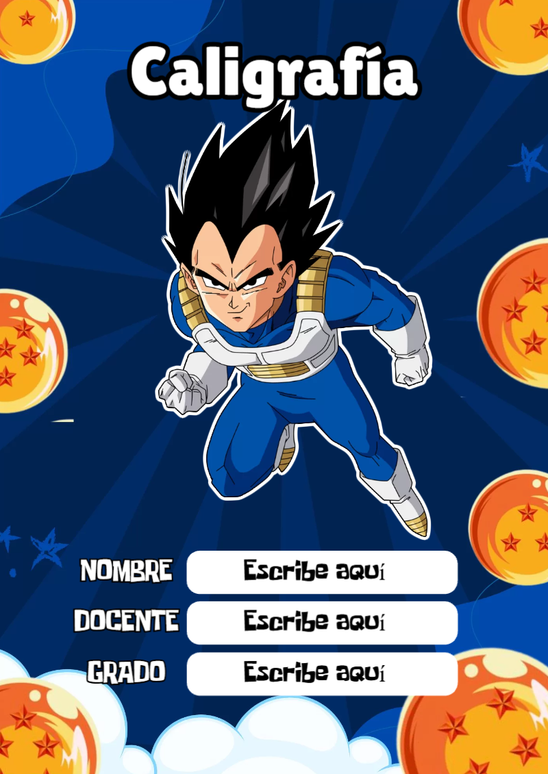 Portada de Dragon Ball de Caligrafía Editable para Imprimir Gratis