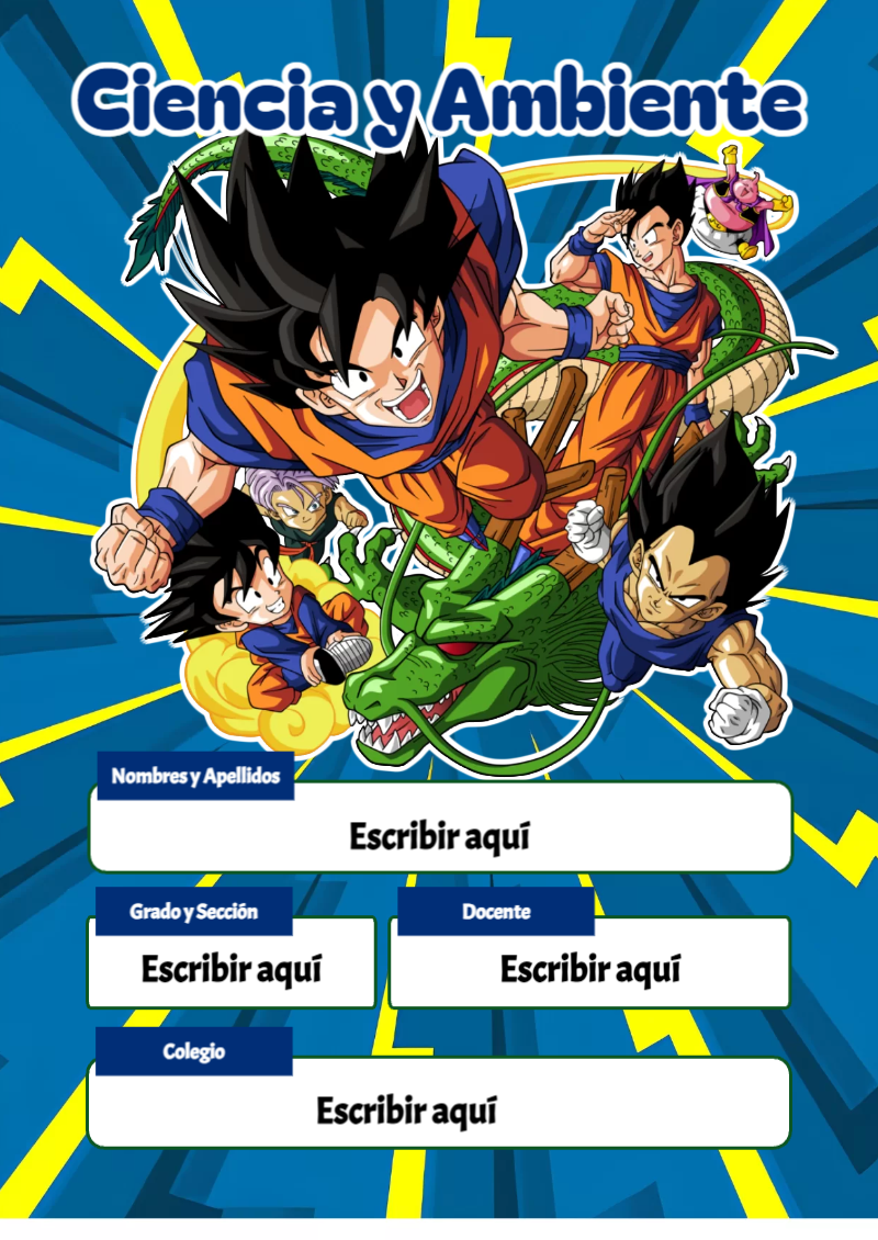 Portada de Dragon Ball de Ciencia y Ambiente Editable para Imprimir Gratis
