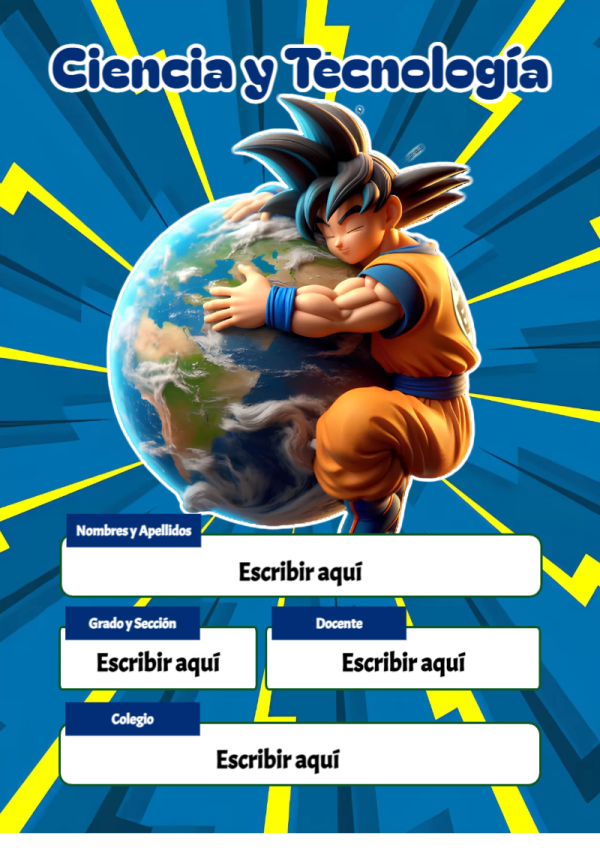 Portada de Dragon Ball de Ciencia y Tecnología para cuaderno en formato A4 - ideal para cuadernos de espiral