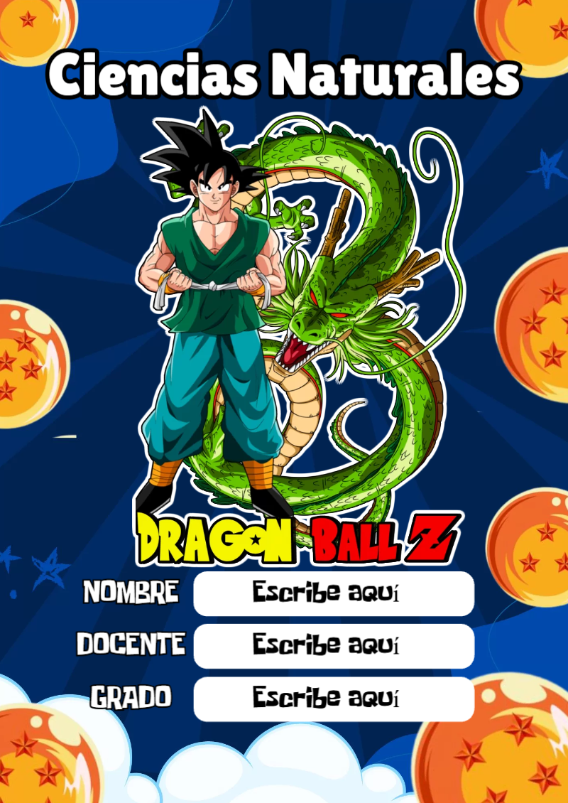 Portada de Dragon Ball de Ciencias Naturales para cuaderno con estilo creativo - ideal para el nuevo año escolar