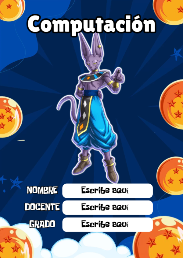 Portada de Dragon Ball de Computación para cuaderno llamativa y bonita - para el regreso a clases
