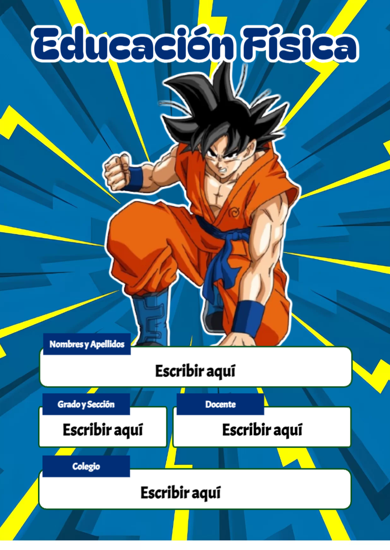 Portada de Dragon Ball de Educación Física Editable para Imprimir Gratis