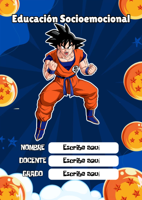 Portada de Dragon Ball de Educación Socioemocional para cuaderno con diseño bonito - para todas las edades y grados