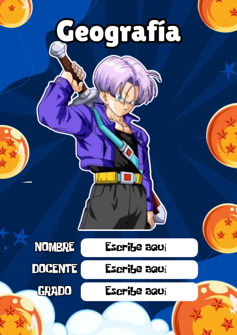 Portada de Dragon Ball de Geografía Editable para Imprimir Gratis
