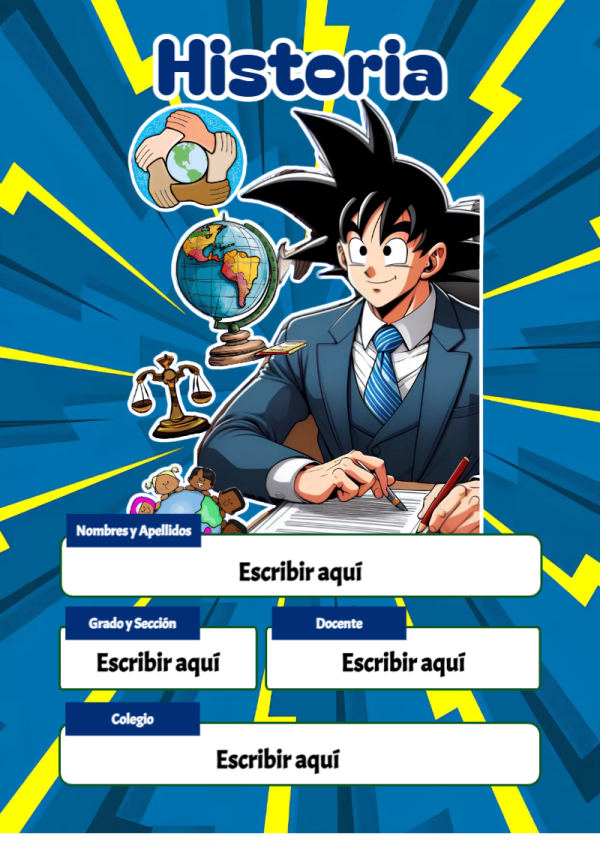 Portada de Dragon Ball de Historia para cuaderno con estilo creativo - diseño escolar moderno
