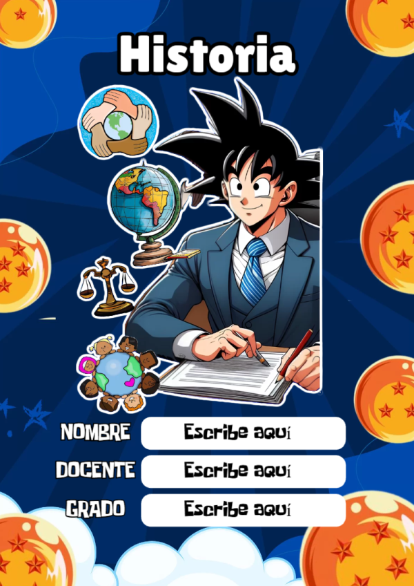 Portada de Dragon Ball de Historia para cuaderno con estilo creativo - para el regreso a clases