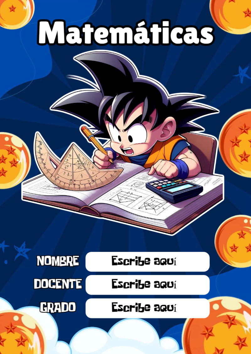Portada de Dragon Ball de Matemáticas para cuaderno para primaria - tendencia educativa 2026