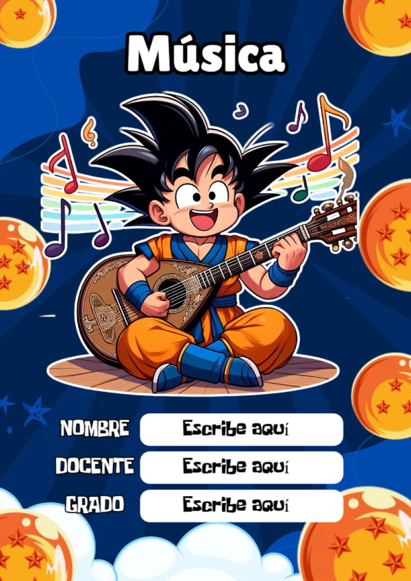Portada de Dragon Ball de Música para cuaderno para estudiantes - para personalizar tus materias