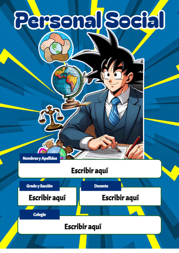 Portada de Dragon Ball de Personal Social para cuaderno personalizada para imprimir - con colores vivos y llamativos
